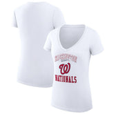 Washington Nationals G-III 4Her by Carl Banks Women's Super-Slim Fit Lightweight Team Logo Graphic V-Neck T-Shirt | MLB Discount