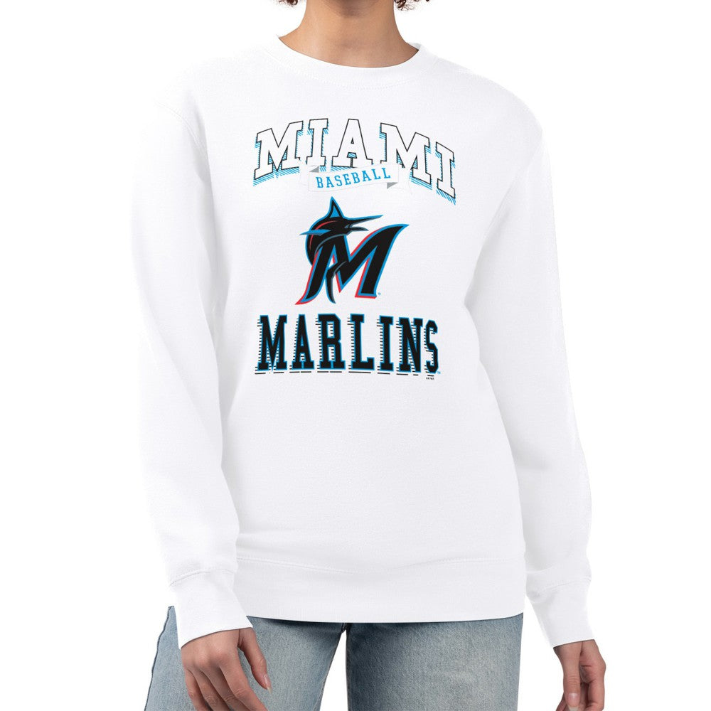 Miami Marlins G-III 4Her by Carl Banks Women's Team Logo Graphic Tri-Blend Fleece Pullover Sweatshirt | MLB Near me