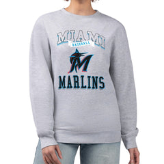 Miami Marlins G-III 4Her by Carl Banks Women's Team Logo Graphic Tri-Blend Fleece Pullover Sweatshirt | MLB Shop