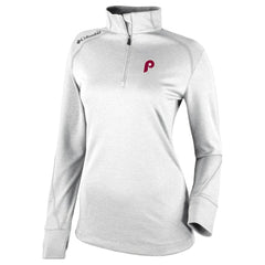 Philadelphia Phillies Columbia Women's Cooperstown Collection Shotgun 2.0 Omni-Wick Quarter-Zip Top - White | MLB Discount