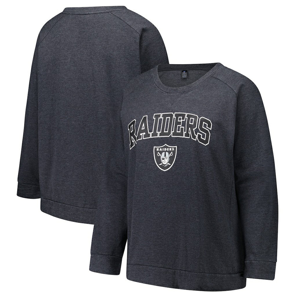 Las Vegas Raiders Profile Women's Plus Size Acid Wash Raglan Sweatshirt