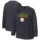 Pittsburgh Steelers Profile Women's Plus Size Acid Wash Raglan Sweatshirt