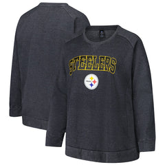 Pittsburgh Steelers Profile Women's Plus Size Acid Wash Raglan Sweatshirt