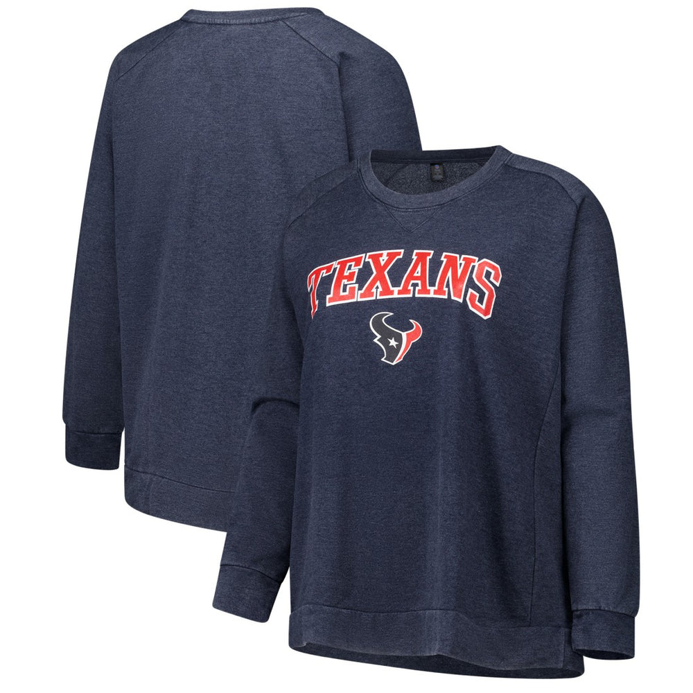 Houston Texans Profile Women's Plus Size Acid Wash Raglan Sweatshirt