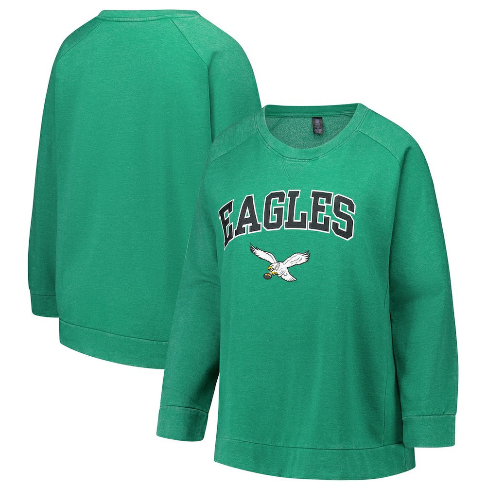 Philadelphia Eagles Profile Women's Plus Size Acid Wash Raglan Sweatshirt