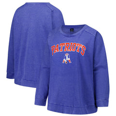 New England Patriots Profile Women's Plus Size Acid Wash Raglan Sweatshirt