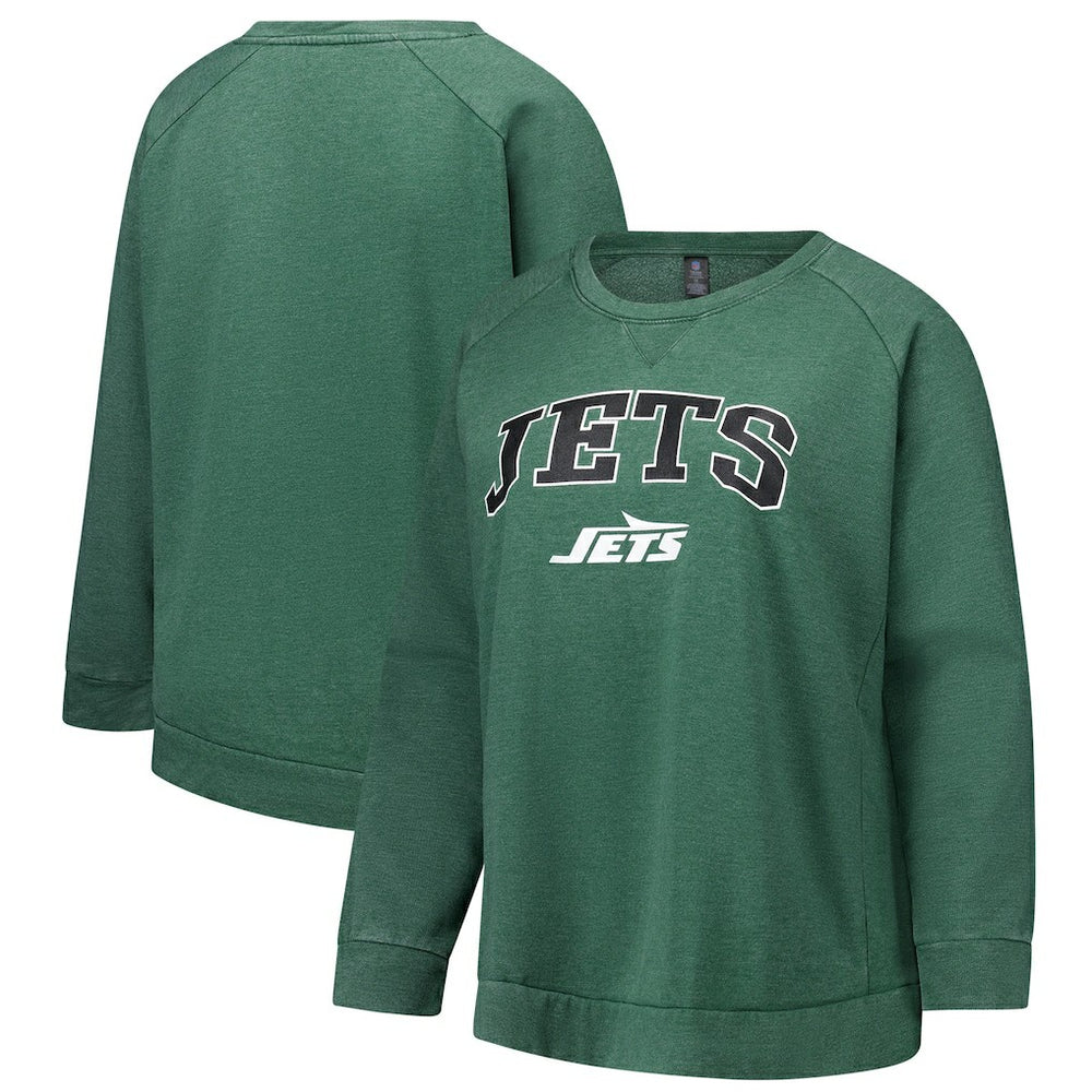 New York Jets Profile Women's Plus Size Acid Wash Raglan Sweatshirt