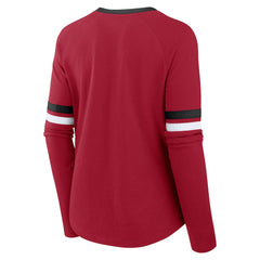 San Francisco 49ers Fanatics Women's Plus Size Won & Done Lace-Up V-Neck Long Sleeve T-Shirt