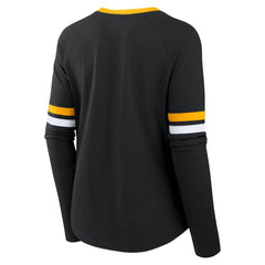 Pittsburgh Steelers Fanatics Women's Plus Size Won & Done Lace-Up V-Neck Long Sleeve T-Shirt
