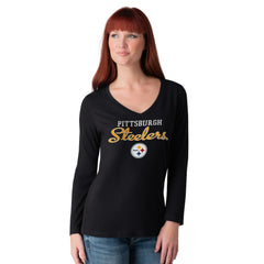 Pittsburgh Steelers G-III 4Her by Carl Banks Women's Post Season Long Sleeve V-Neck T-Shirt