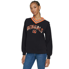 Cincinnati Bengals Tommy Hilfiger Women's Alice V-Neck Pullover Sweatshirt