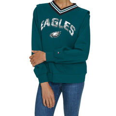 Philadelphia Eagles Tommy Hilfiger Women's Alice V-Neck Pullover Sweatshirt