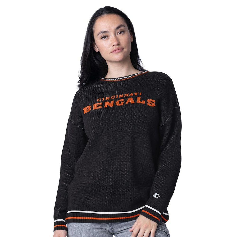Cincinnati Bengals Starter Women's Oversized On the Ball Intarsia Knit Pullover Sweater