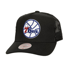 Philadelphia 76ers Monogram Allover Logo Mesh Trucker Adjustable Hat New