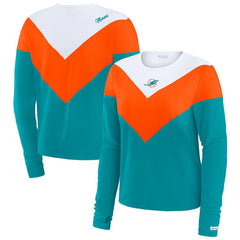Miami Dolphins WEAR by Erin Andrews Women's Chevron Tri-Blend Long Sleeve T-Shirt