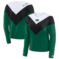 New York Jets WEAR by Erin Andrews Women's Plus Size Chevron Tri-Blend Long Sleeve T-Shirt