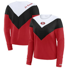 San Francisco 49ers WEAR by Erin Andrews Women's Plus Size Chevron Tri-Blend Long Sleeve T-Shirt