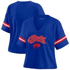 Buffalo Bills WEAR by Erin Andrews Women's Plus Size Color Block Boxy V-Neck T-Shirt