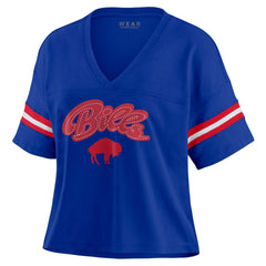 Buffalo Bills WEAR by Erin Andrews Women's Plus Size Color Block Boxy V-Neck T-Shirt