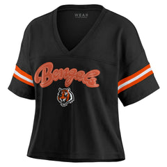 Cincinnati Bengals WEAR by Erin Andrews Women's Plus Size Color Block Boxy V-Neck T-Shirt