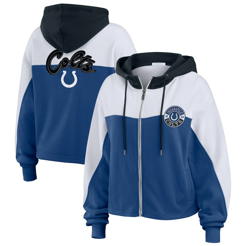 Indianapolis Colts WEAR by Erin Andrews Women's Plus Size Color Block Full-Zip Hoodie