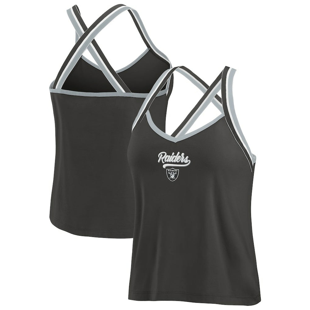 Las Vegas Raiders WEAR by Erin Andrews Women's Cross Strap Tri-Blend Tank Top