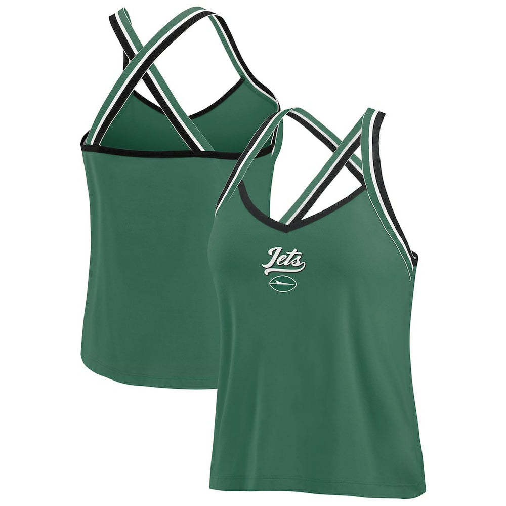 New York Jets WEAR by Erin Andrews Women's Cross Strap Tri-Blend Tank Top