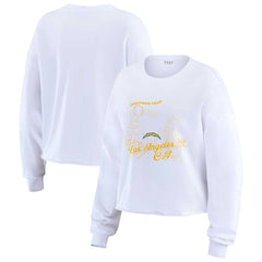 Los Angeles Chargers WEAR by Erin Andrews Women's Postcard Cropped Long Sleeve Top