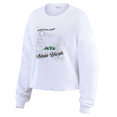 New York Jets WEAR by Erin Andrews Women's Postcard Cropped Long Sleeve Top