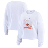 Cleveland Browns WEAR by Erin Andrews Women's Postcard Cropped Long Sleeve Top