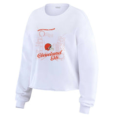 Cleveland Browns WEAR by Erin Andrews Women's Postcard Cropped Long Sleeve Top