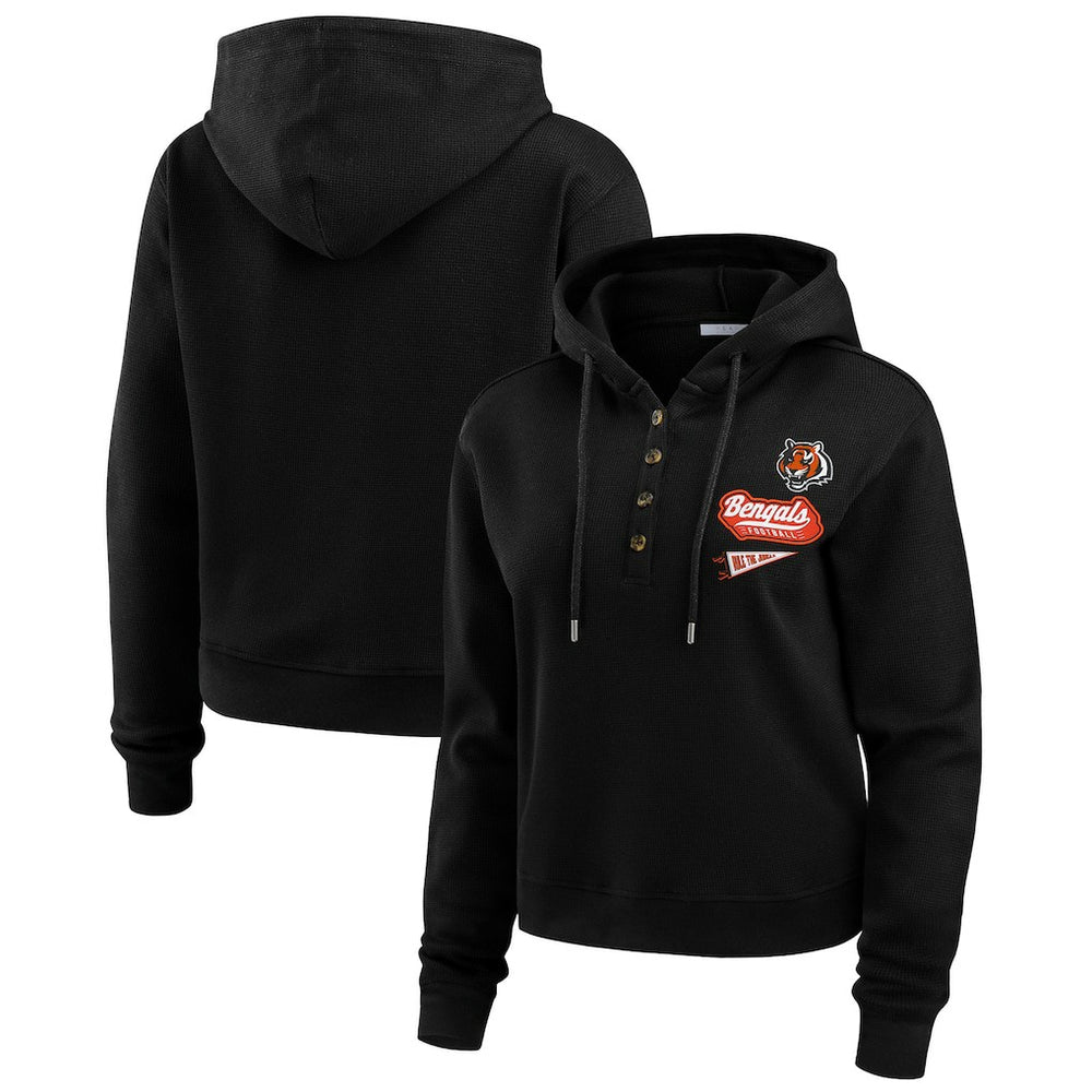 Cincinnati Bengals WEAR by Erin Andrews Women's Waffle-Knit Pullover Hoodie