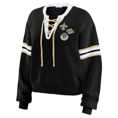 New Orleans Saints WEAR by Erin Andrews Women's Lace-Up Sweater