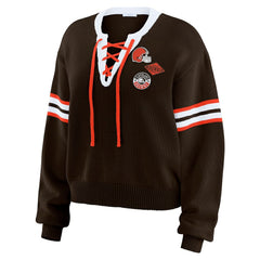 Cleveland Browns WEAR by Erin Andrews Women's Lace-Up Sweater