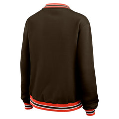 Cleveland Browns WEAR by Erin Andrews Women's Oversized Long Sleeve V-Neck Sweatshirt