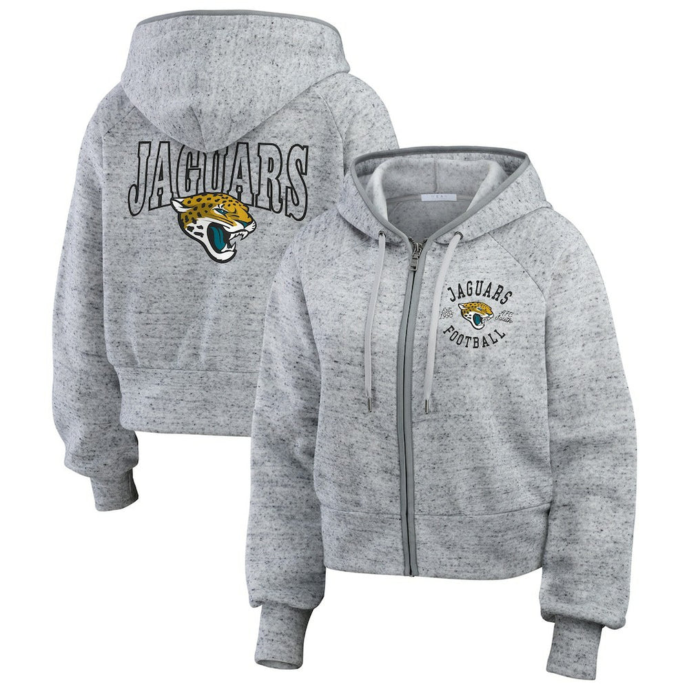 Jacksonville Jaguars WEAR by Erin Andrews Women's Speckled Fleece Cropped Full-Zip Hoodie