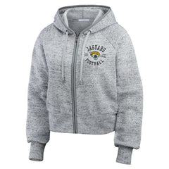 Jacksonville Jaguars WEAR by Erin Andrews Women's Speckled Fleece Cropped Full-Zip Hoodie