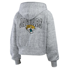 Jacksonville Jaguars WEAR by Erin Andrews Women's Speckled Fleece Cropped Full-Zip Hoodie