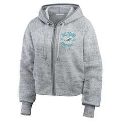 Miami Dolphins WEAR by Erin Andrews Women's Speckled Fleece Cropped Full-Zip Hoodie