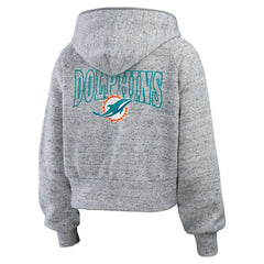Miami Dolphins WEAR by Erin Andrews Women's Speckled Fleece Cropped Full-Zip Hoodie