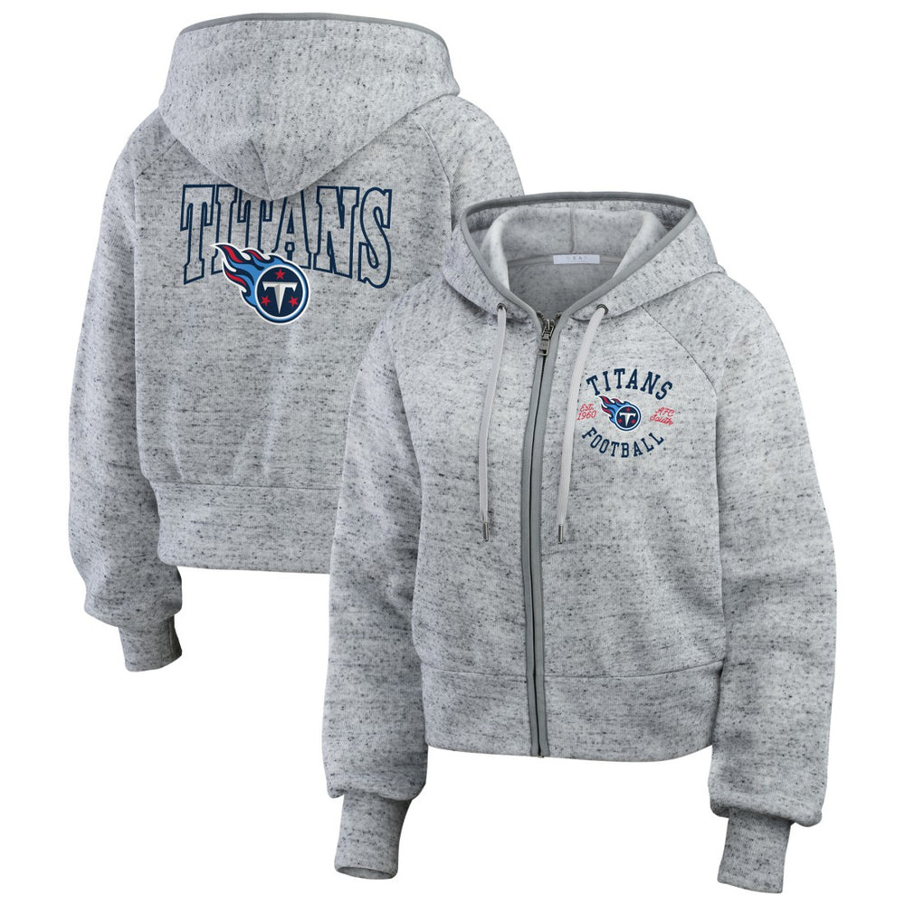 Tennessee Titans WEAR by Erin Andrews Women's Speckled Fleece Cropped Full-Zip Hoodie