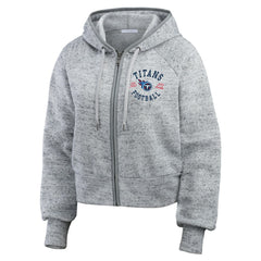 Tennessee Titans WEAR by Erin Andrews Women's Speckled Fleece Cropped Full-Zip Hoodie