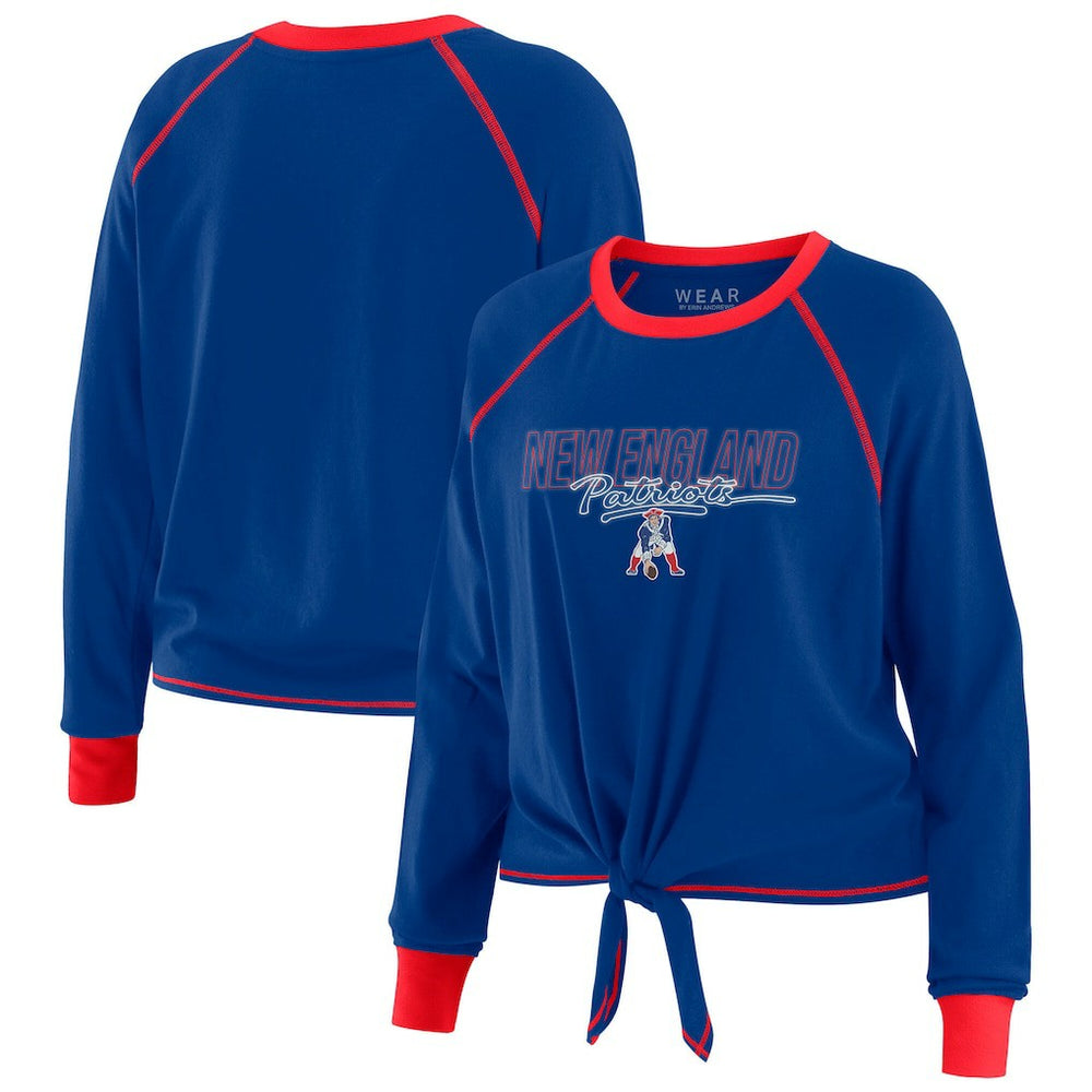 New England Patriots WEAR by Erin Andrews Women's Tie-Front Long Sleeve T-Shirt