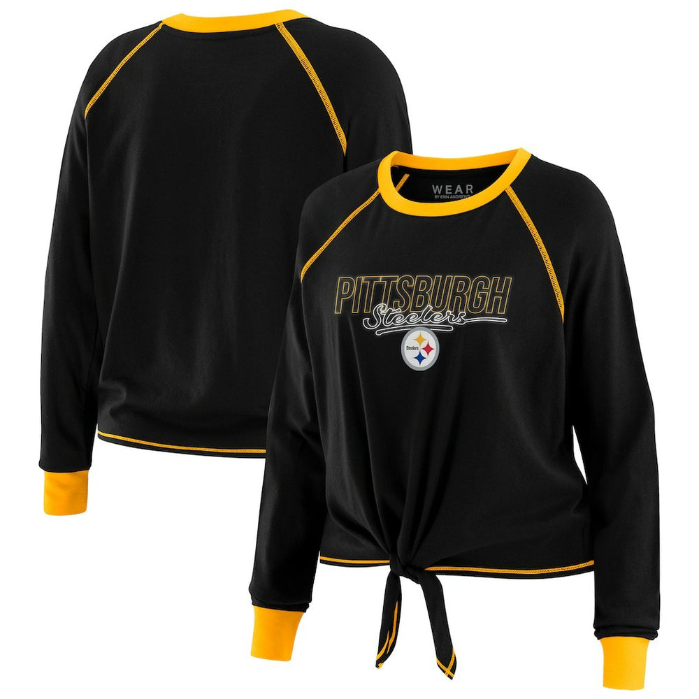 Pittsburgh Steelers WEAR by Erin Andrews Women's Tie-Front Long Sleeve T-Shirt