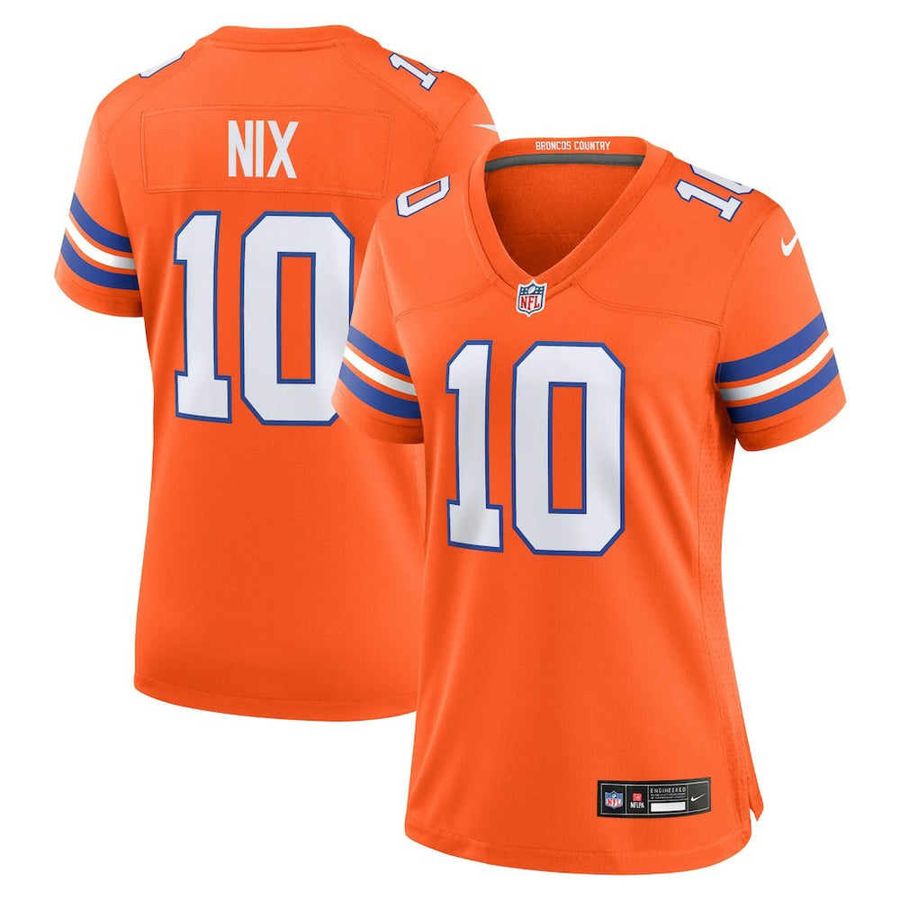 Denver Broncos Nike Bo Nix Women's Mile High Collection 1977 Throwback Player Game Jersey