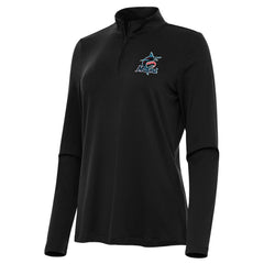 Miami Marlins Antigua Women's Reprocess Quarter-Zip Top - Black | MLB Discount