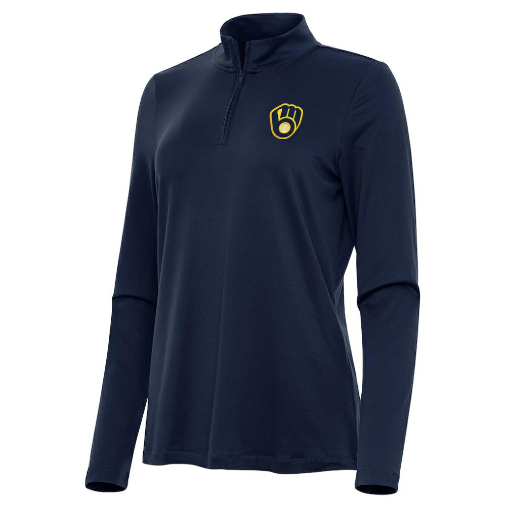 Milwaukee Brewers Antigua Women's Reprocess Quarter-Zip Top - Navy | MLB Near me