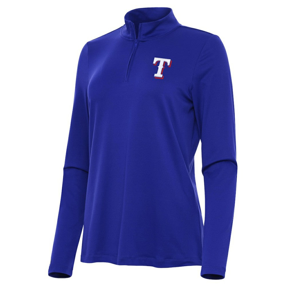 Texas Rangers Antigua Women's Reprocess Quarter-Zip Top - Royal | MLB Shop