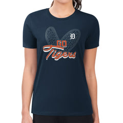 Detroit Tigers G-III 4Her by Carl Banks Women's Super-Slim Fit Lightweight Leopard Heart T-Shirt | MLB Shop