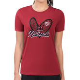 Washington Nationals G-III 4Her by Carl Banks Women's Super-Slim Fit Lightweight Leopard Heart T-Shirt | MLB New
